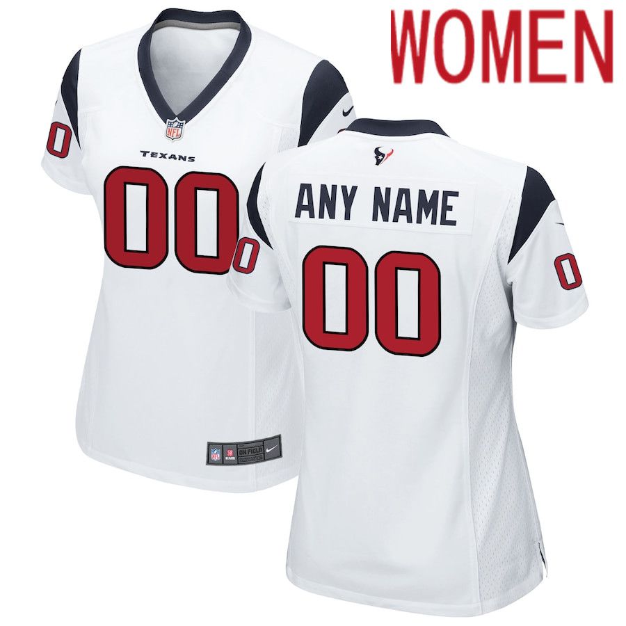 Cheap Women Houston Texans Nike White Alternate Custom Game NFL Jersey